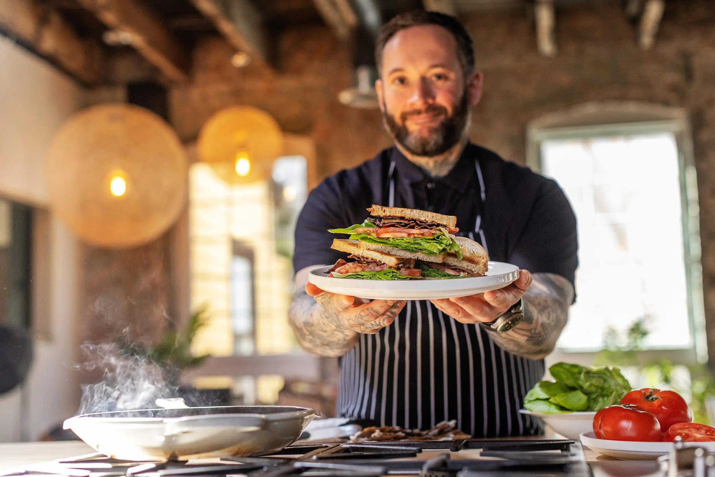 Chef Nick Holding Finished MyBacon BLT
