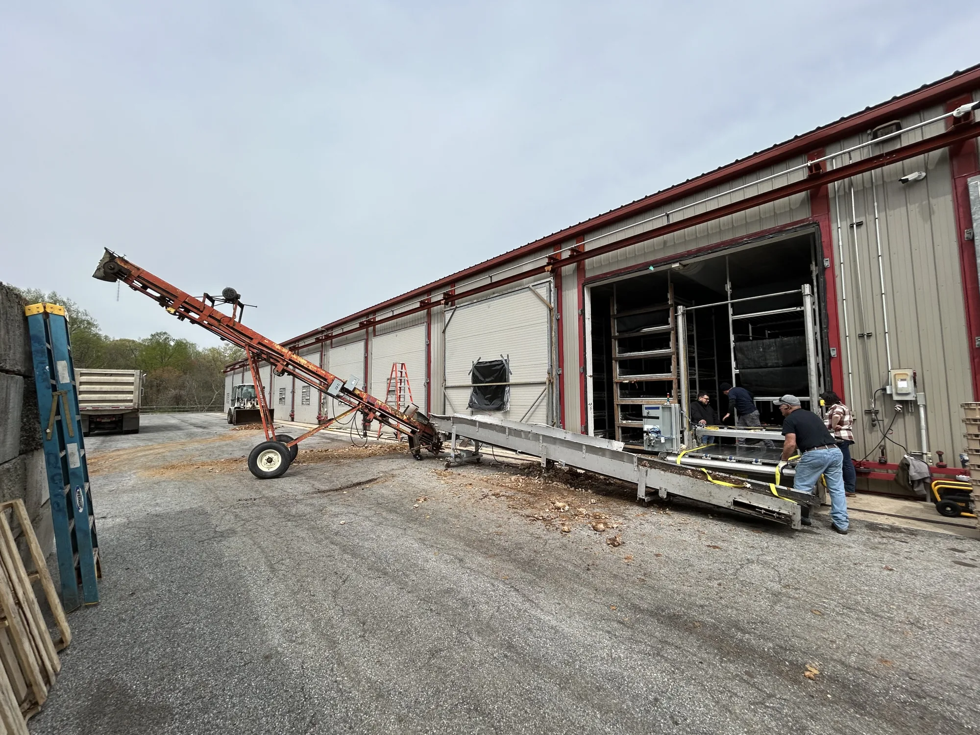 Equipment work outside Pietro Industries during an April 2025 visit